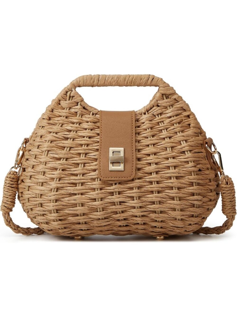 Stylish Woven Straw Beach Bag for Women - Summer Crossbody Dumpling Purse
